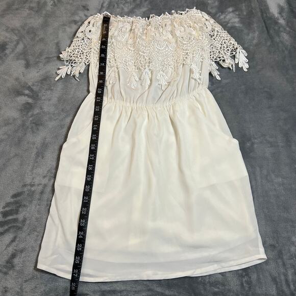 Women's Sleeveless Lace Trim Mini Dress Size XXS Bridal Wedding Sorority Grad - Picture 7 of 7